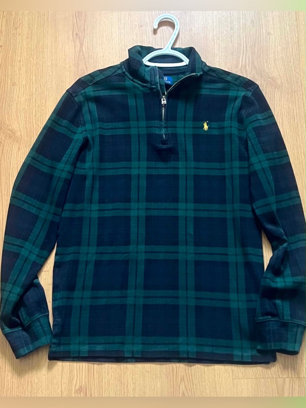 Polo by Ralph Lauren Green & Navy Plaid Quarter-Zip Pullover